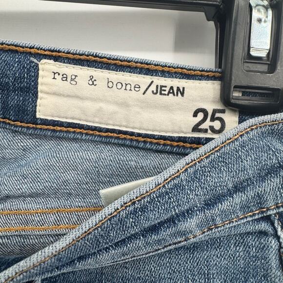 RAG & BONE JEAN 10 Inch Crop Flare Distressed Blue Denim Jeans Size 25 - Picture 6 of 7